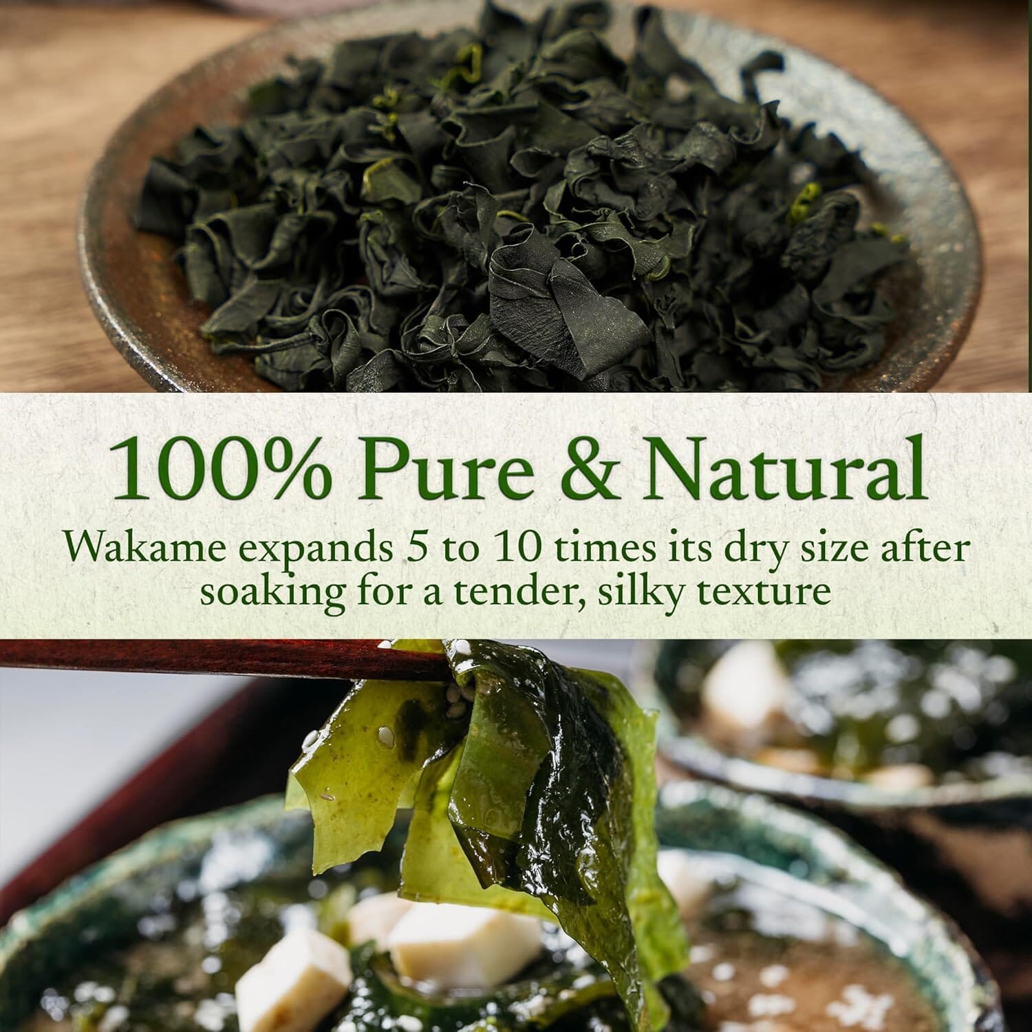 East and Else Wakame Seaweed, 6 oz Dried Wakame Flakes, 100% Natural Sea Vegetable for Miso Soup, Salads, Ramen & Miyeokguk Soup, Pre-Cut, Ready-to-Use, Resealable Bag, Product of Korea East and Else 