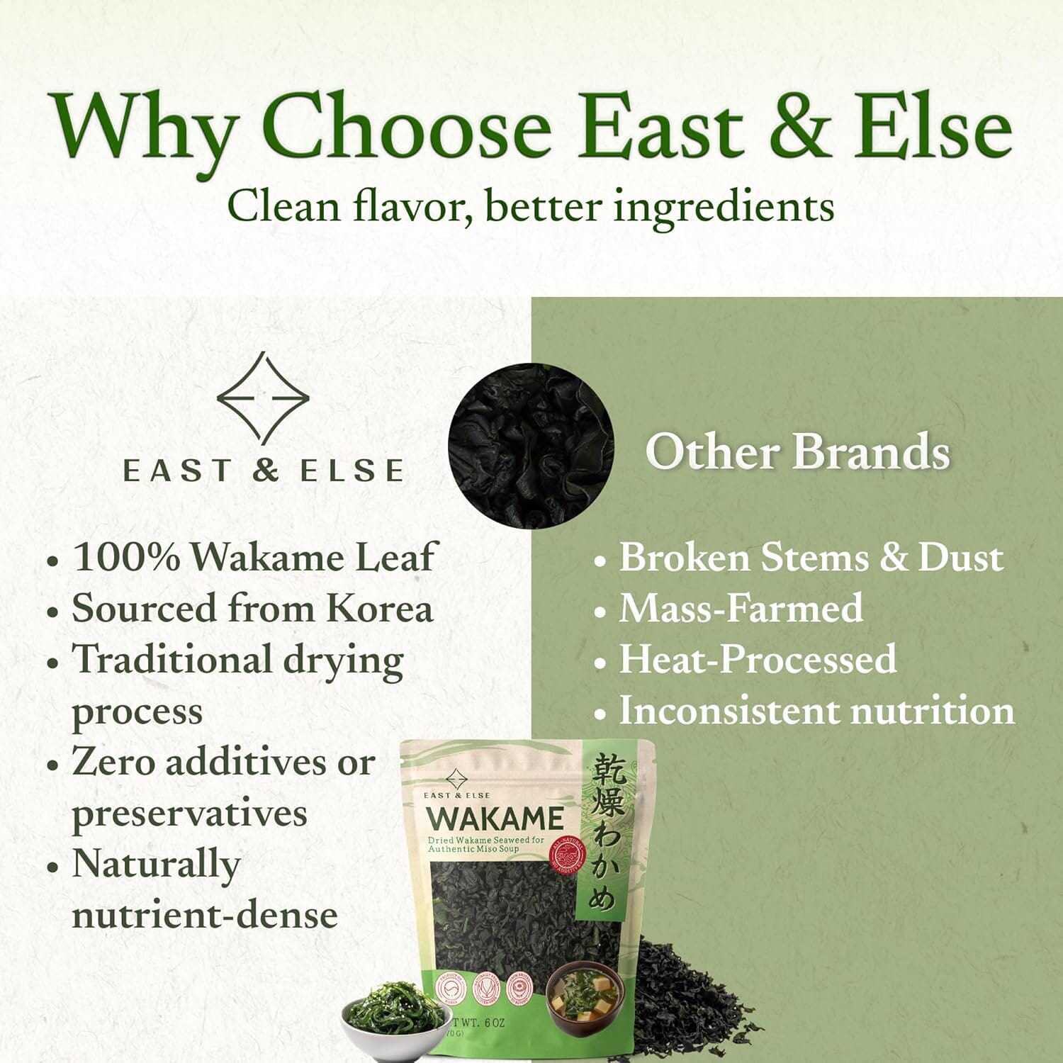 East and Else Wakame Seaweed, Dried Wakame Flakes East and Else 