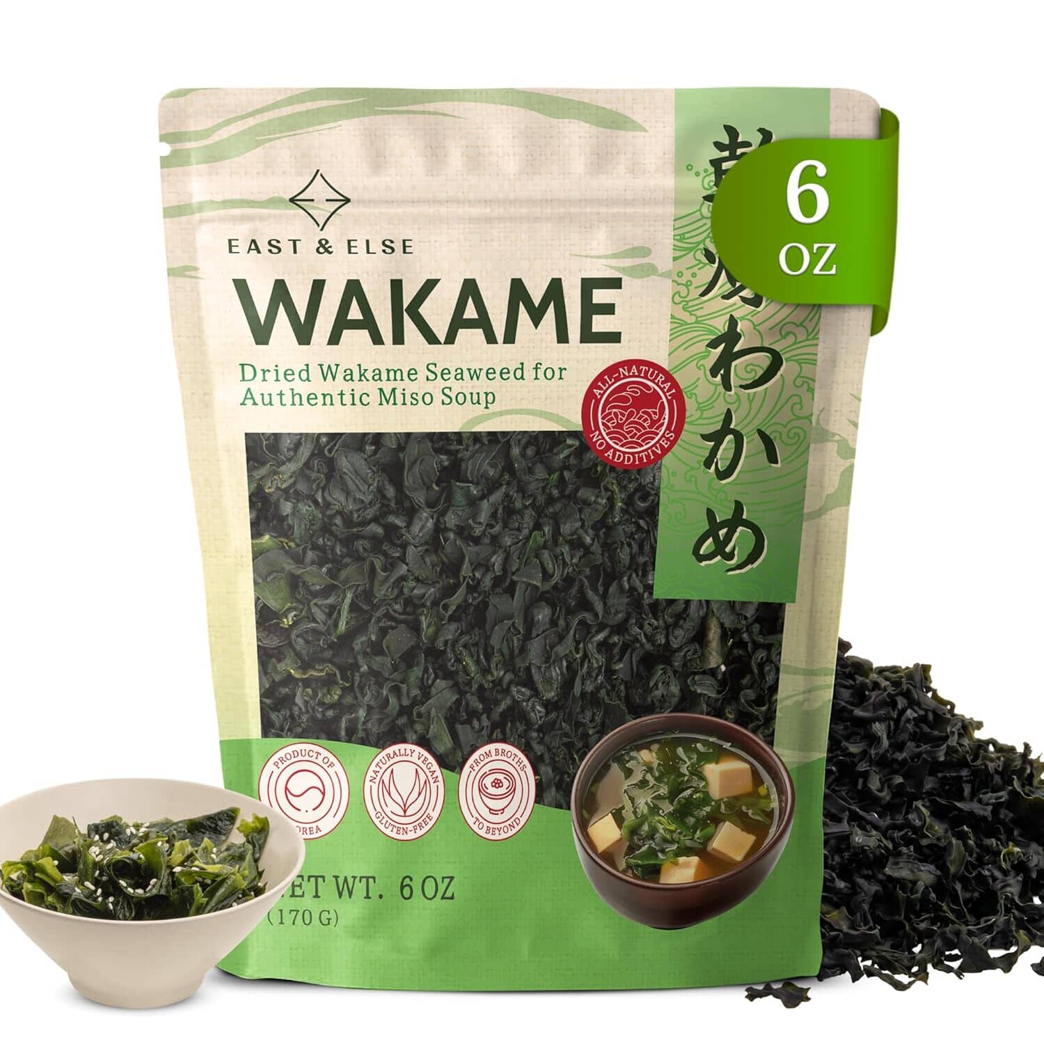 East and Else Wakame Seaweed, Dried Wakame Flakes East and Else 6 Ounce 