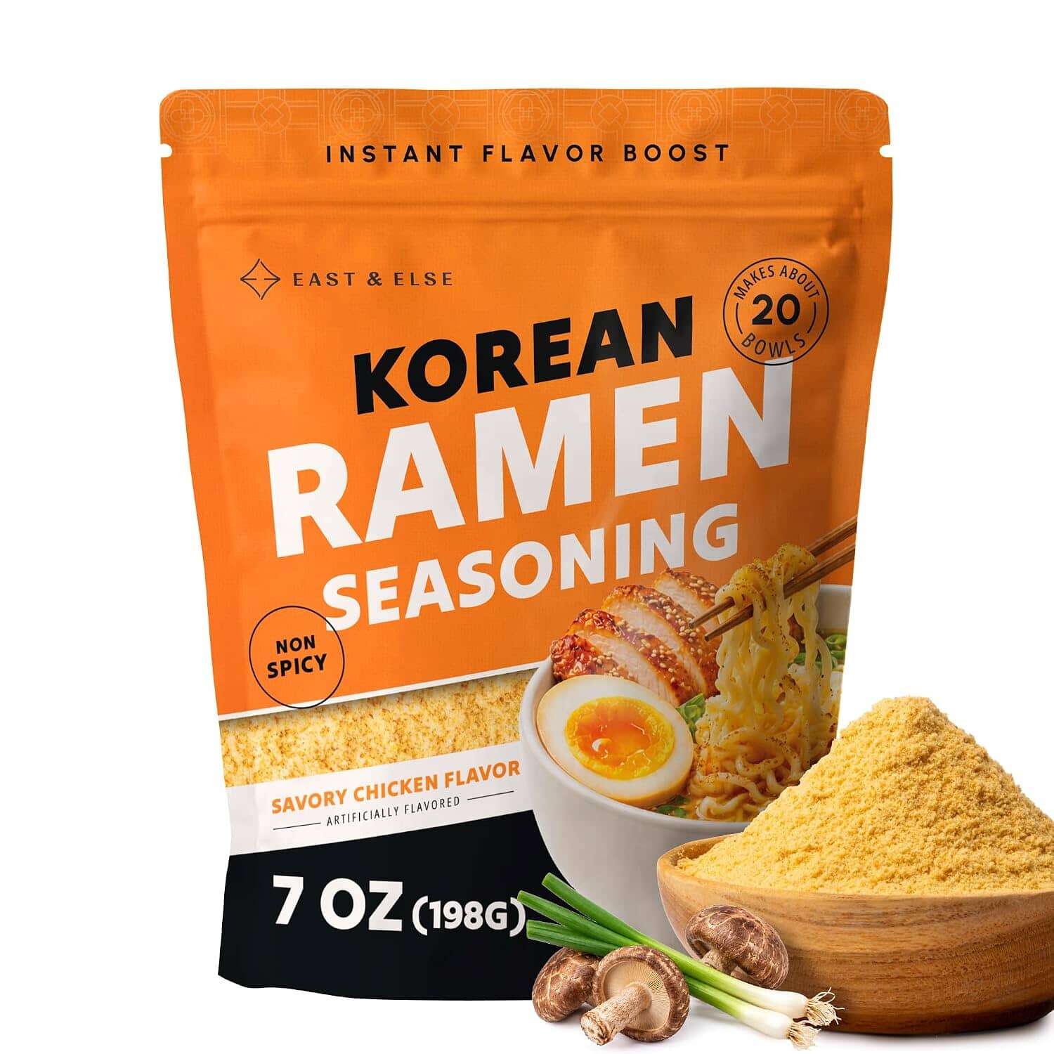East & Else Korean Chicken Ramen Seasoning, Instant Soup Powder Only Snackathon Chicken 7 Ounce 