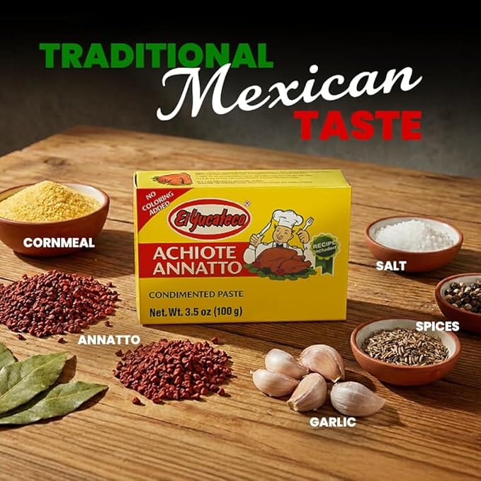 El Yucateco Achiote Red Paste, Authentic Mexican Annatto Seasoning, 3.5 Oz El Yucateco 
