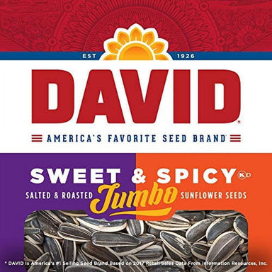 [EXPIRED] DAVID Sweet & Spicy Jumbo Sunflower Seeds, Roasted & Salted Snack, 5.25 Oz DAVID Seeds 