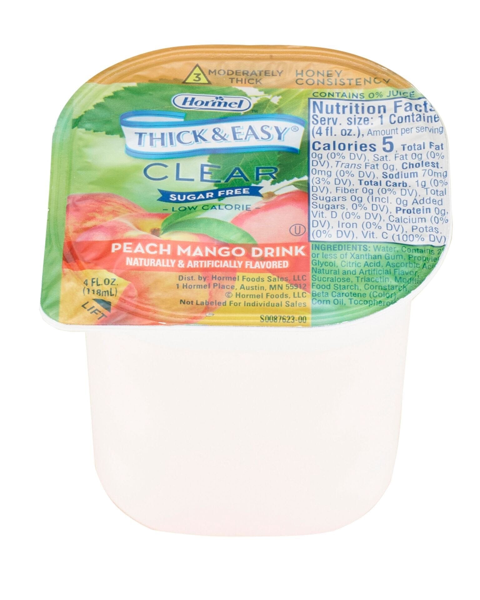 [EXPIRED] Hormel Thick & Easy Sugar Free Peach Mango (Nectar Consistency), 4 oz Portion Cups Hormel 10.5 Ounce (Pack of 1) 