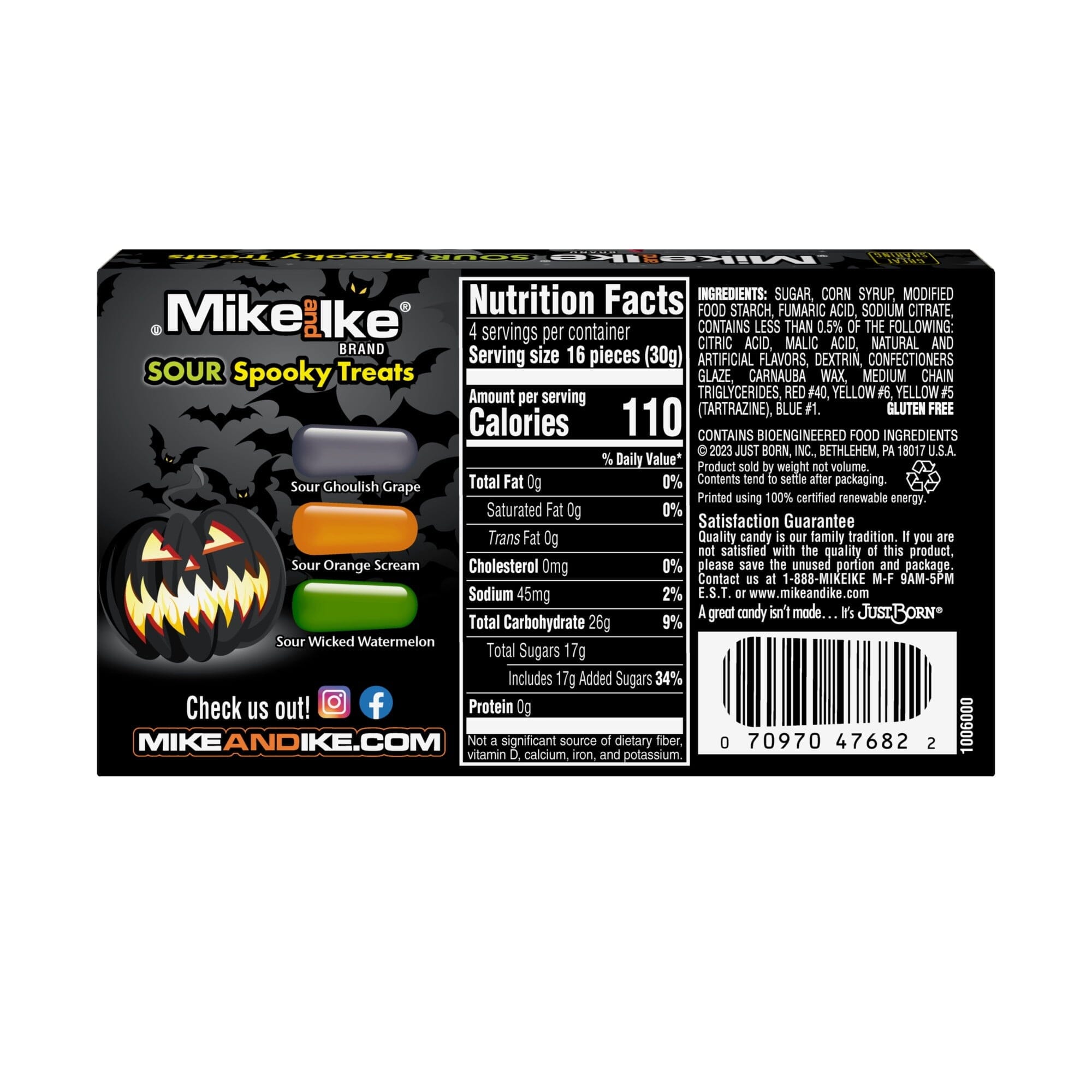EXPIRED MIKE AND IKE SOUR Spooky Treats Chewy Candy, Halloween Candy, 4.25 Ounce Theater Box, 1 Count MIKE AND IKE 