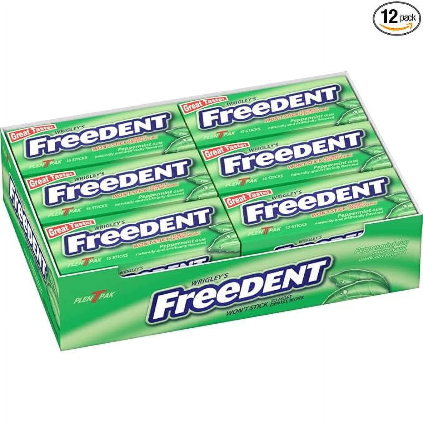 FREEDENT Peppermint Chewing Gum, 15 Stick (Pack of 12) Freedent 