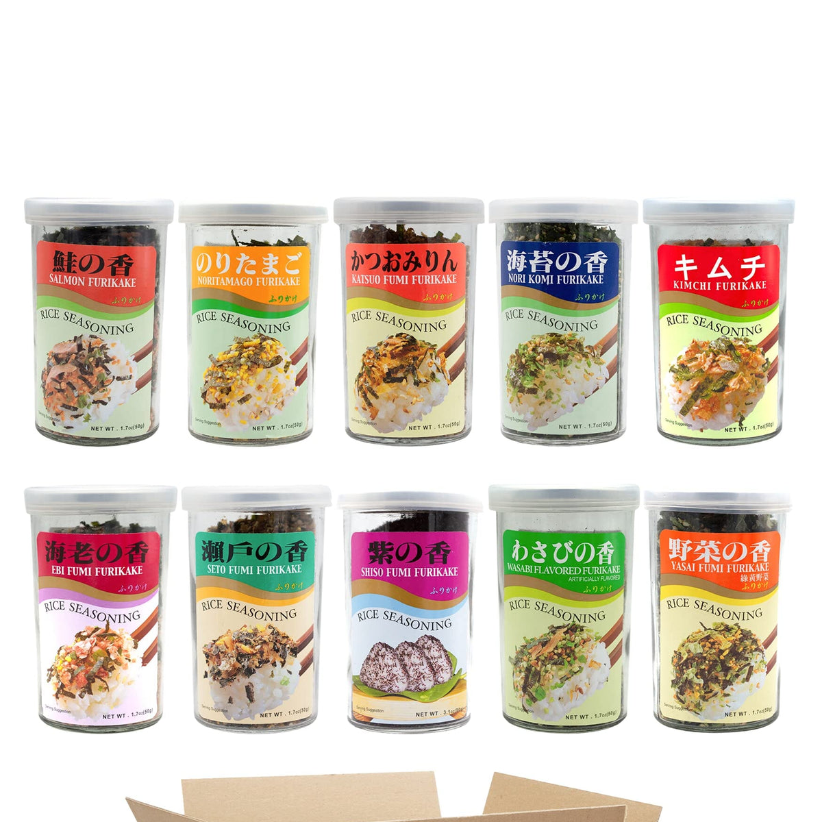 JFC Ajishima Furikake Rice Seasoning Variety Pack, 10 Flavors, 1 Bottl ...