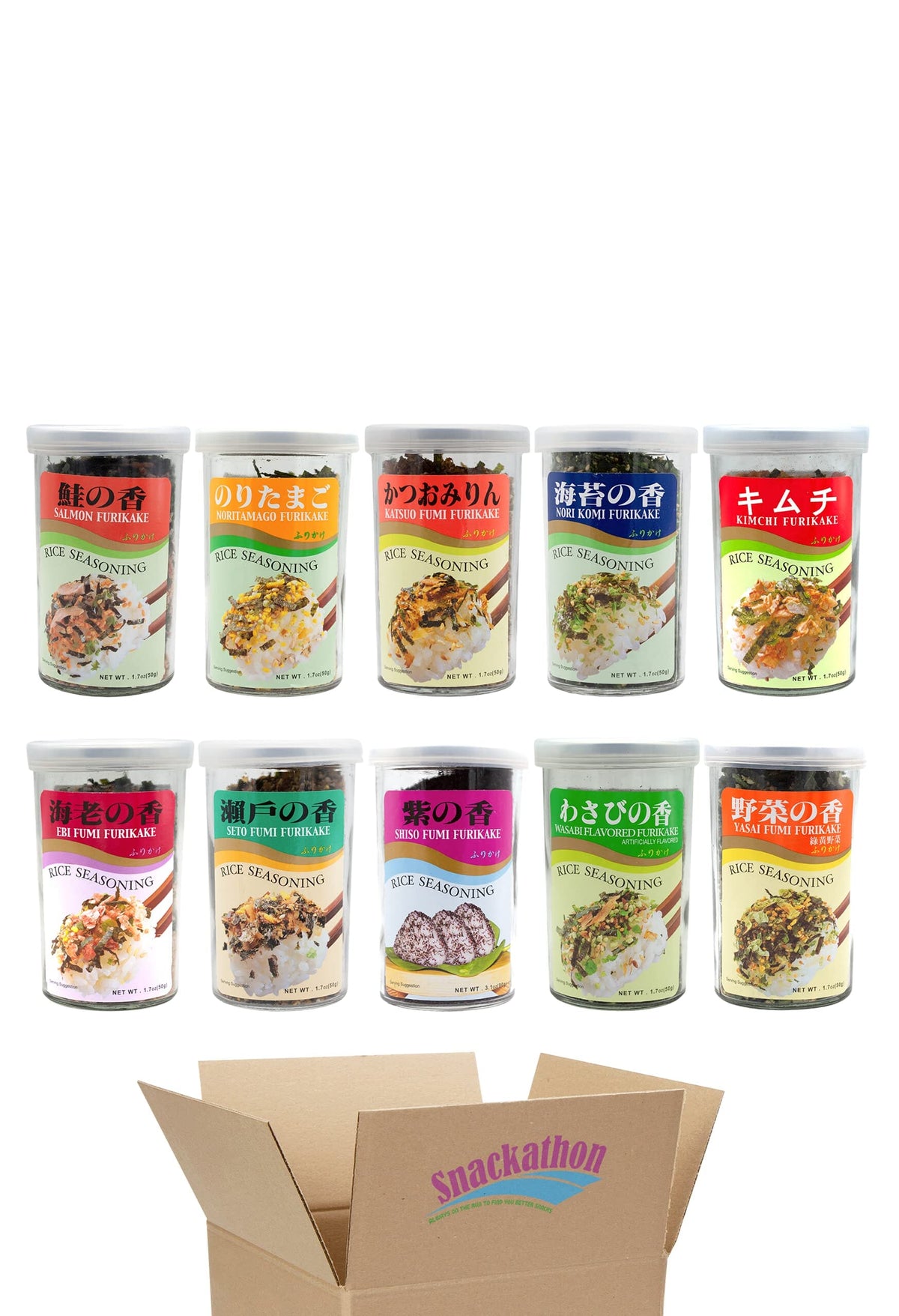 JFC Ajishima Furikake Rice Seasoning Variety Pack, 10 Flavors, 1 Bottl ...