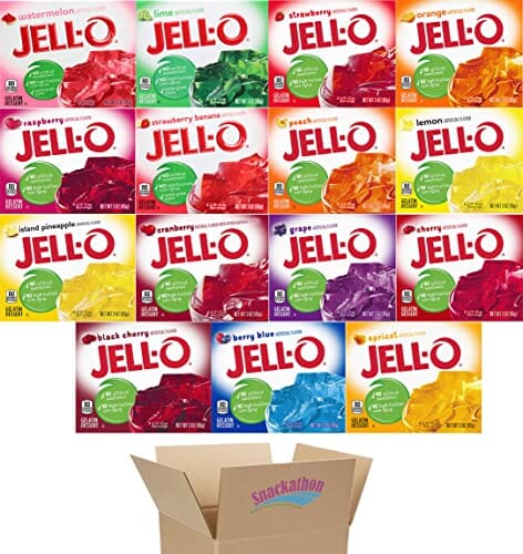 Gelatin Variety Pack, 15 Different Flavors, 3 Ounce, 1 Box per Flavor Snackathon 