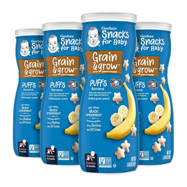 Gerber Stage 3 Baby Food, Banana Puffs, 1.48 oz Canister Gerber Banana 1.48 Oz-6 Count 