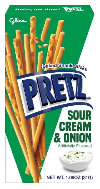 Glico Pretz Pretzel Biscuit Sticks Variety Pack, 4 Classic Flavors (Pizza, Spicy Barbeque, Sour Cream & Onion, Sweet Corn) 1.09 Ounce Each, Pack of 12 Snackathon 