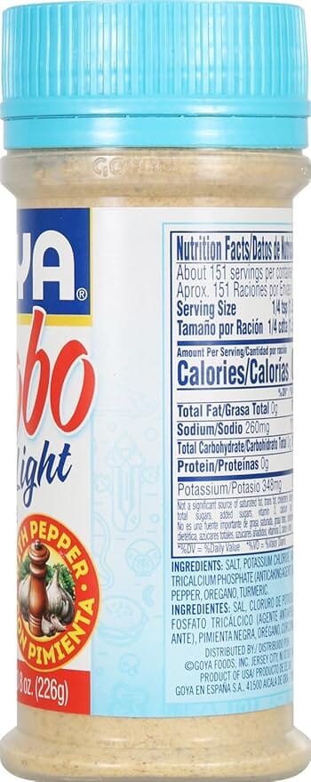 Goya Adobo Light All Purpose Seasoning with Pepper, Low Sodium Latin Spice Blend, 8 Oz GOYA 