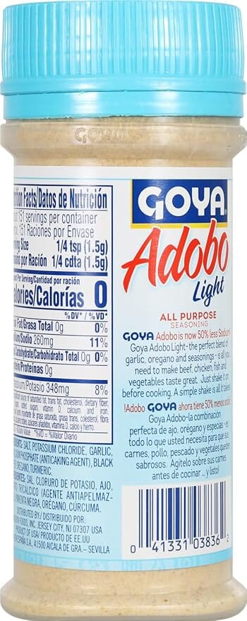 Goya Adobo Light All Purpose Seasoning with Pepper, Low Sodium Latin Spice Blend, 8 Oz GOYA 