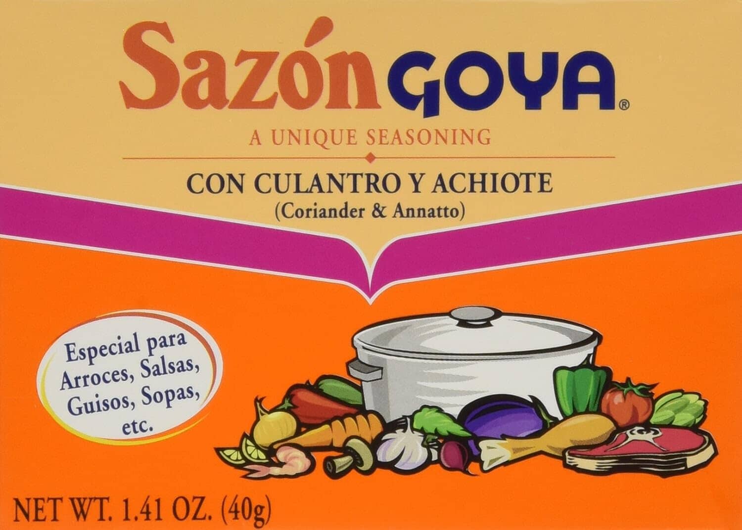 Goya Foods Sazon Culantro y Achiote, 1.41-Ounce Sazon GOYA 