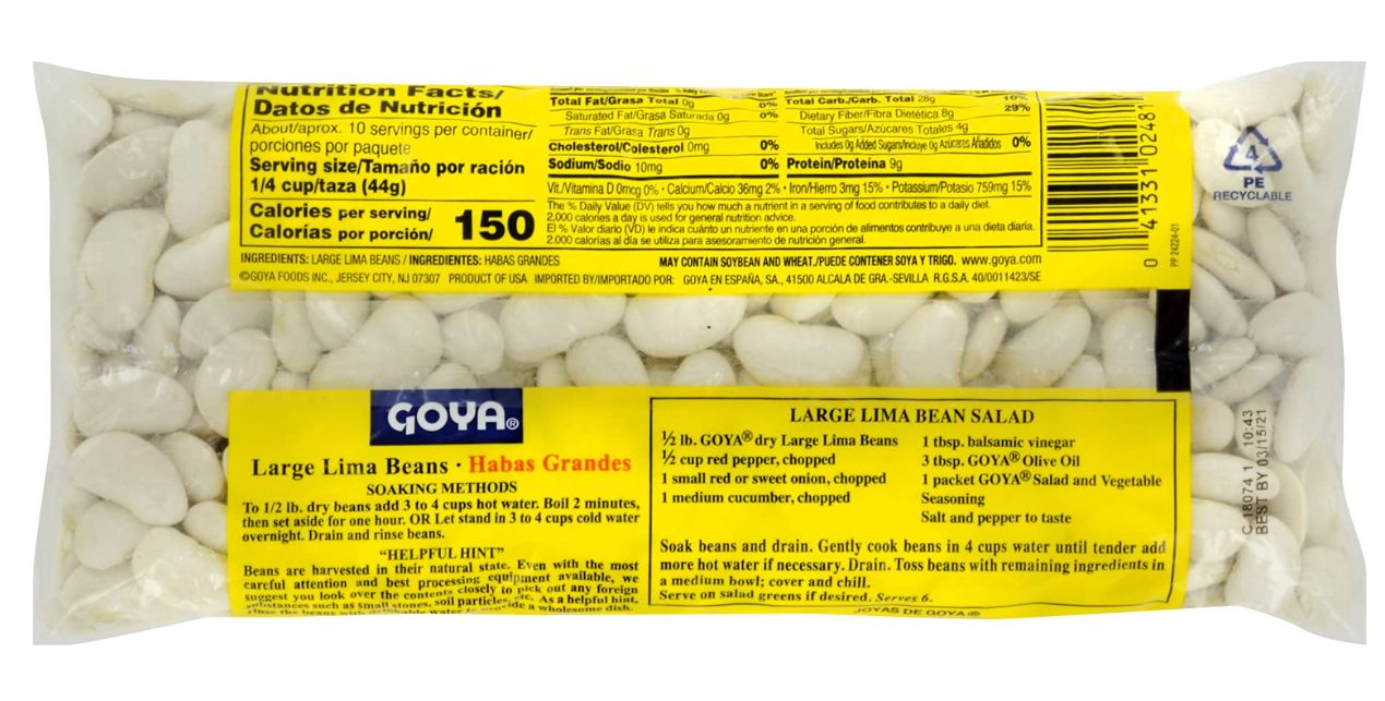 Goya Large Lima Beans Dry, 16 Oz Bag Goya 