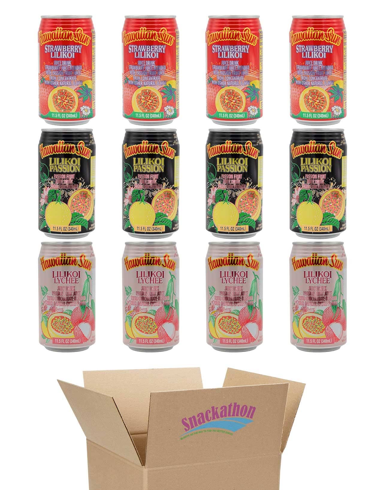 Hawaiian Sun Drinks Snackathon Lilikoi Variety 11.5 Fl Oz (Pack of 12) 