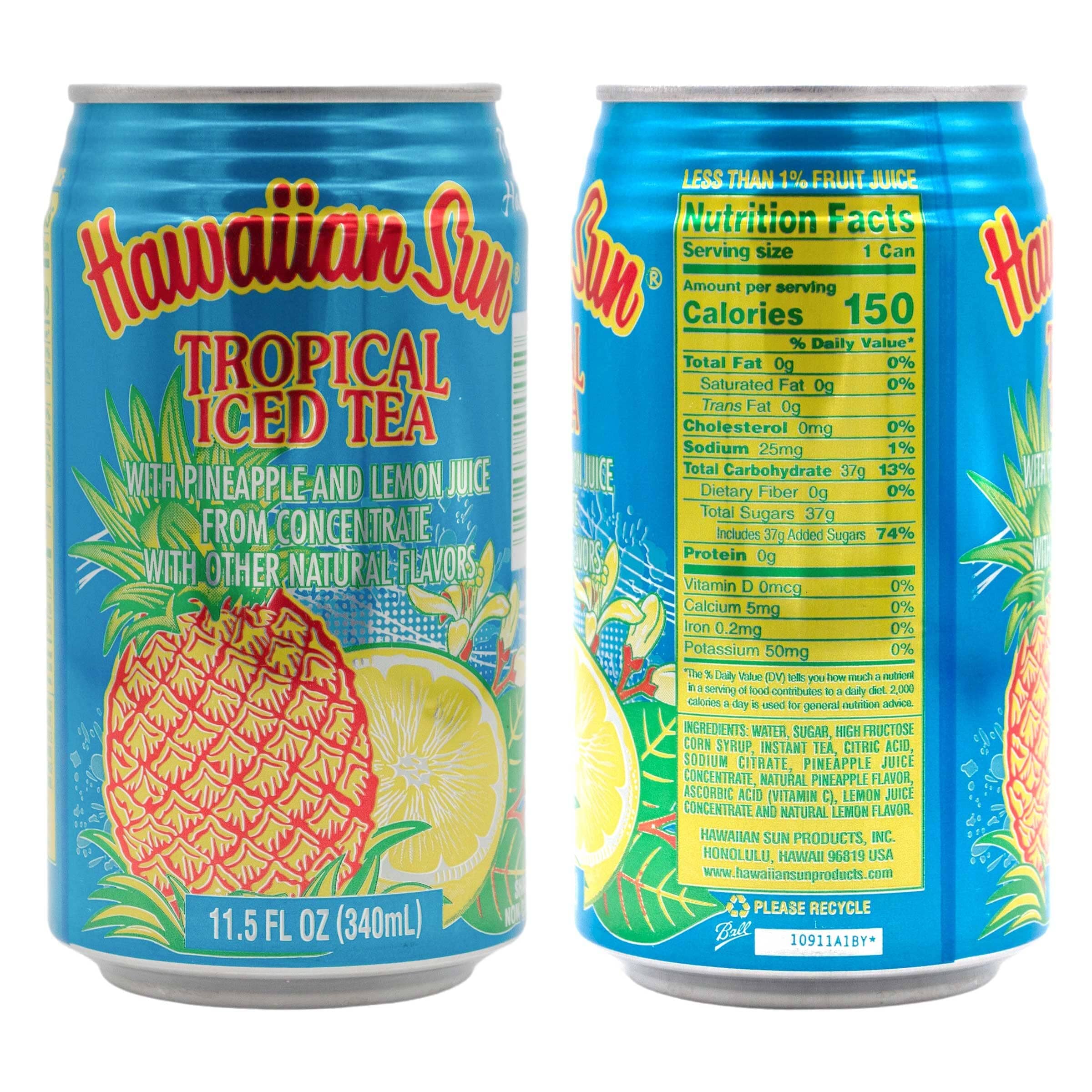 Hawaiian Sun Iced Tea, Tropical, 11.5 Fl Oz Pack of 6 — Snackathon Foods