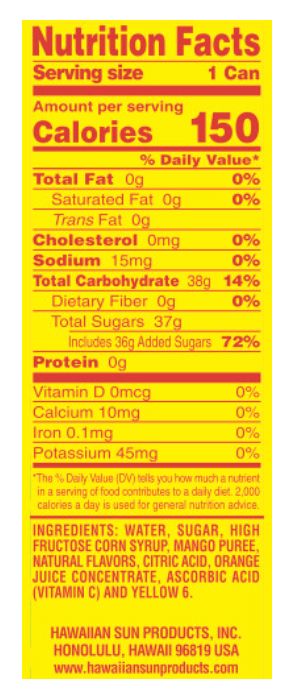Hawaiian Sun Mango Orange Juice Drink, 11.5 Fl. Ounce Hawaiian Sun 