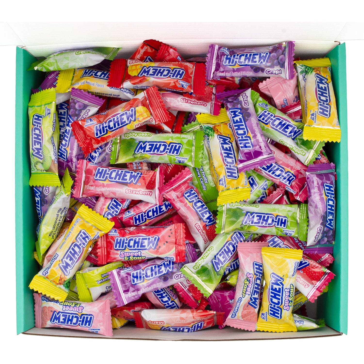 Hi Chew 10 Flavors, Bulk 165+ Pieces, 2 Pound (Hi Chew Fruit Strawberry, Mango, Green Apple, Grape, Kiwi, Pineapple, Dragon Fruit, Watermelon, Grapefruit, Lemon) Snackathon 