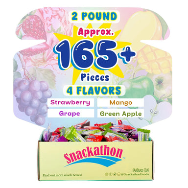 Hi Chew 4 Flavors, Bulk 165+ Pieces, 2 Pound (Hi Chew Fruit Strawberry, Mango, Green Apple, Grape) Snackathon 