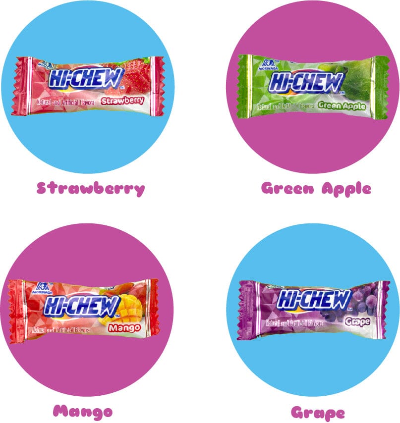 Hi Chew 4 Flavors, Bulk 165+ Pieces, 2 Pound (Hi Chew Fruit Strawberry, Mango, Green Apple, Grape) Snackathon 