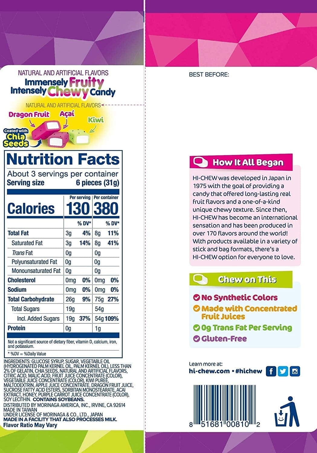 Hi-Chew Super Fruit Mix Chewy Candy, 3.17 Ounce Bag (1-Bag) Hi-Chew 