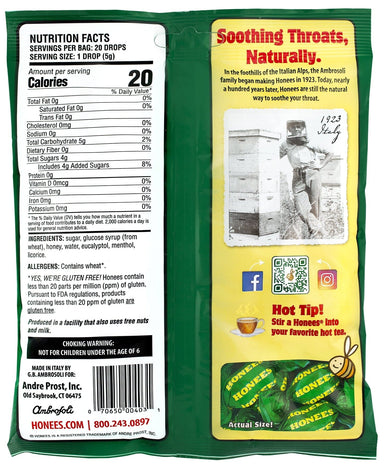 Honees Honey Menthol Drops, 20 Drops Honees 