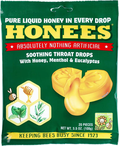 Honees Soothing Throat Drops, 20 Piece Honees 3.5 Ounce 
