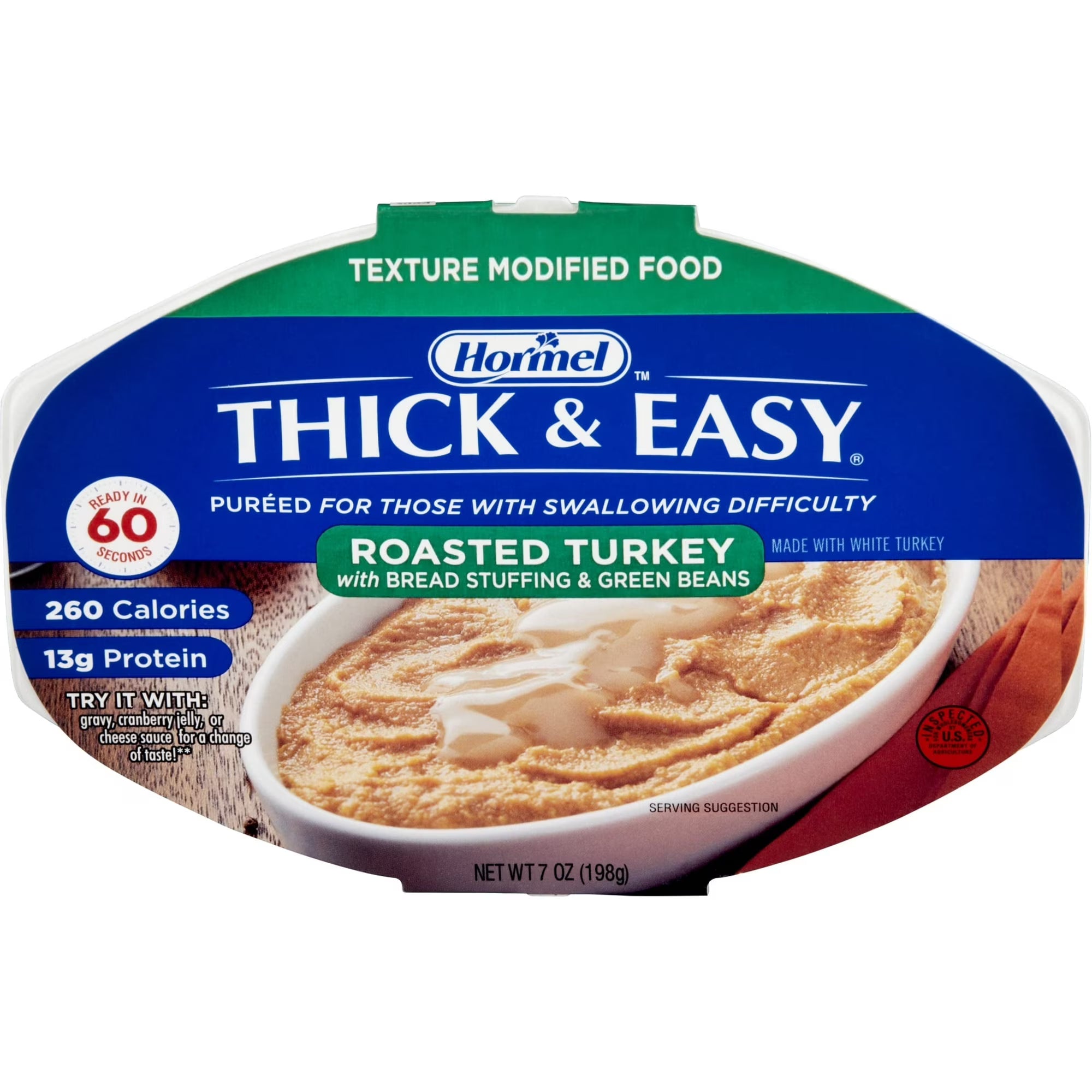 Hormel Thick & Easy Puree, Roasted Turkey with Bread Stuffing & Green Beans, 7 Ounce, 7 ct per box Hormel Foods 7 Ounce 