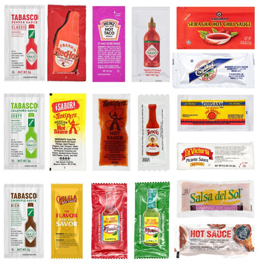 Hot Sauce Packet Variety (180, 18 Flavors) Snackathon 