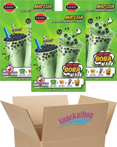 Instant Boba Bubble Pearl Milk Tea Kit with Authentic Tapioca Boba, Straws Included, 9 Servings (Matcha, 9 Servings) Snackathon 