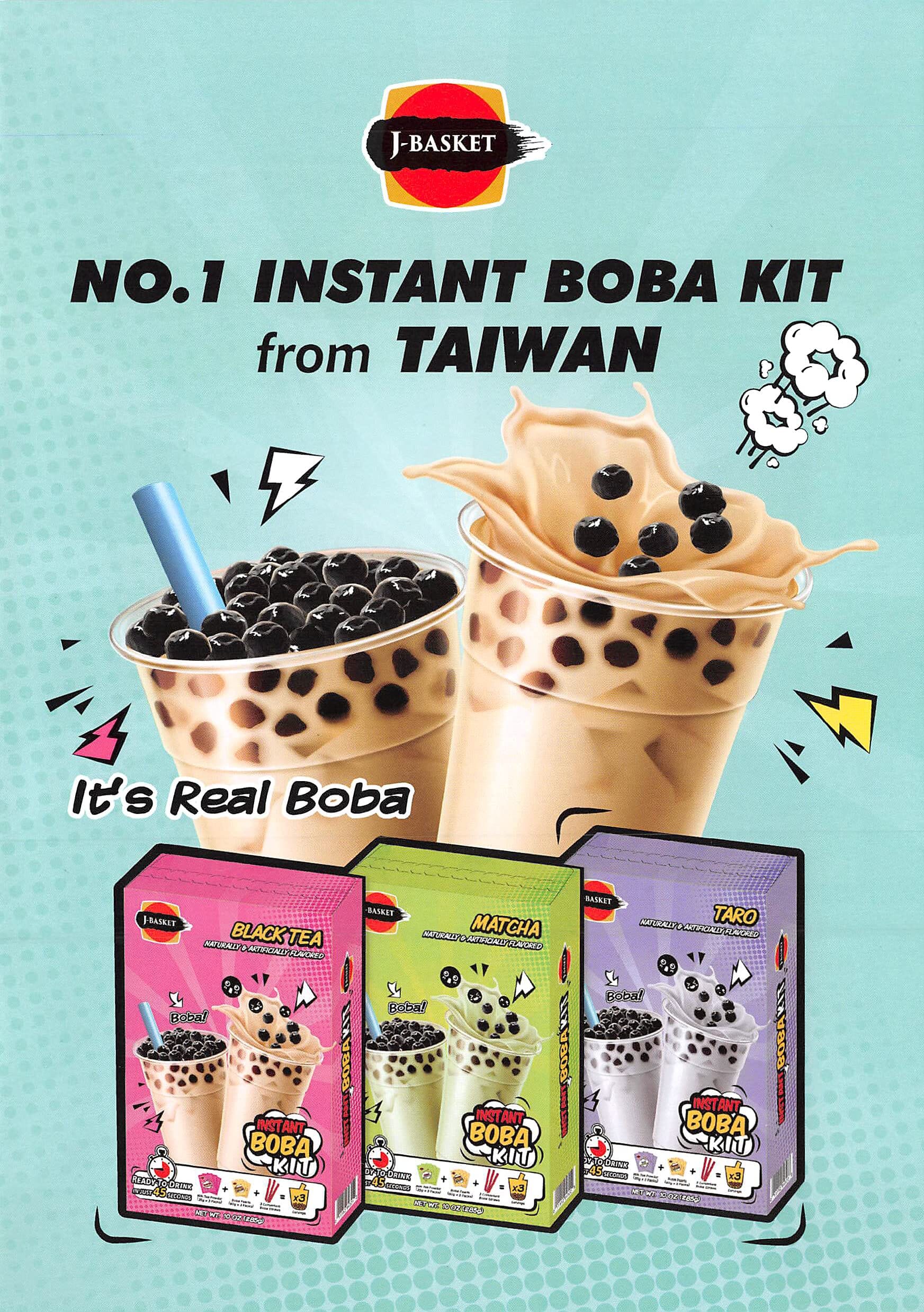 Instant Boba Bubble Pearl Milk Tea Kit with Boba, Straws Included, Variety (Taro, Black Tea, Matcha), 9 Total Servings Snackathon 