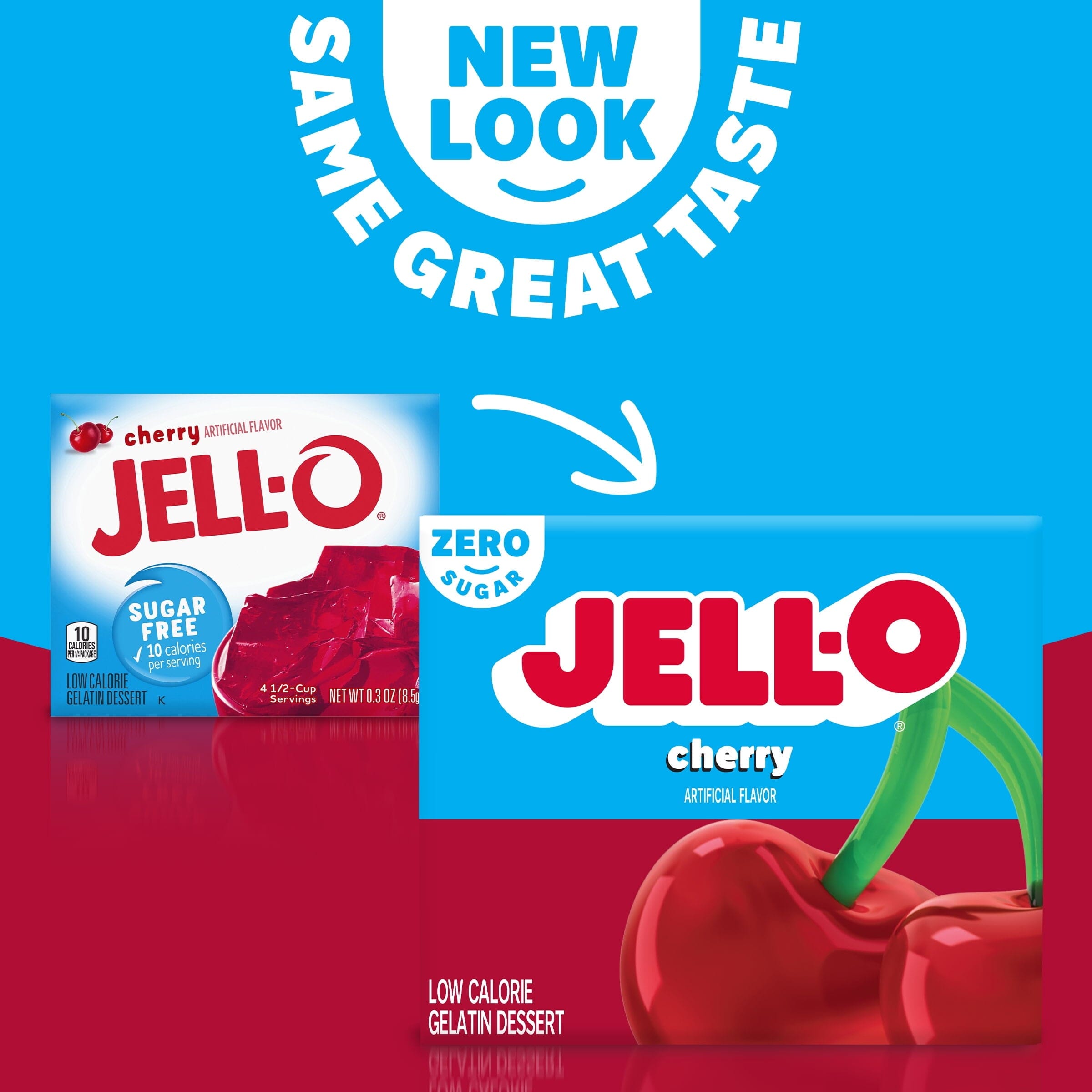 Jell-O Cherry Artificially Flavored Zero Sugar Low Calorie Gelatin Dessert Mix, 0.3 oz Box Jell-O 