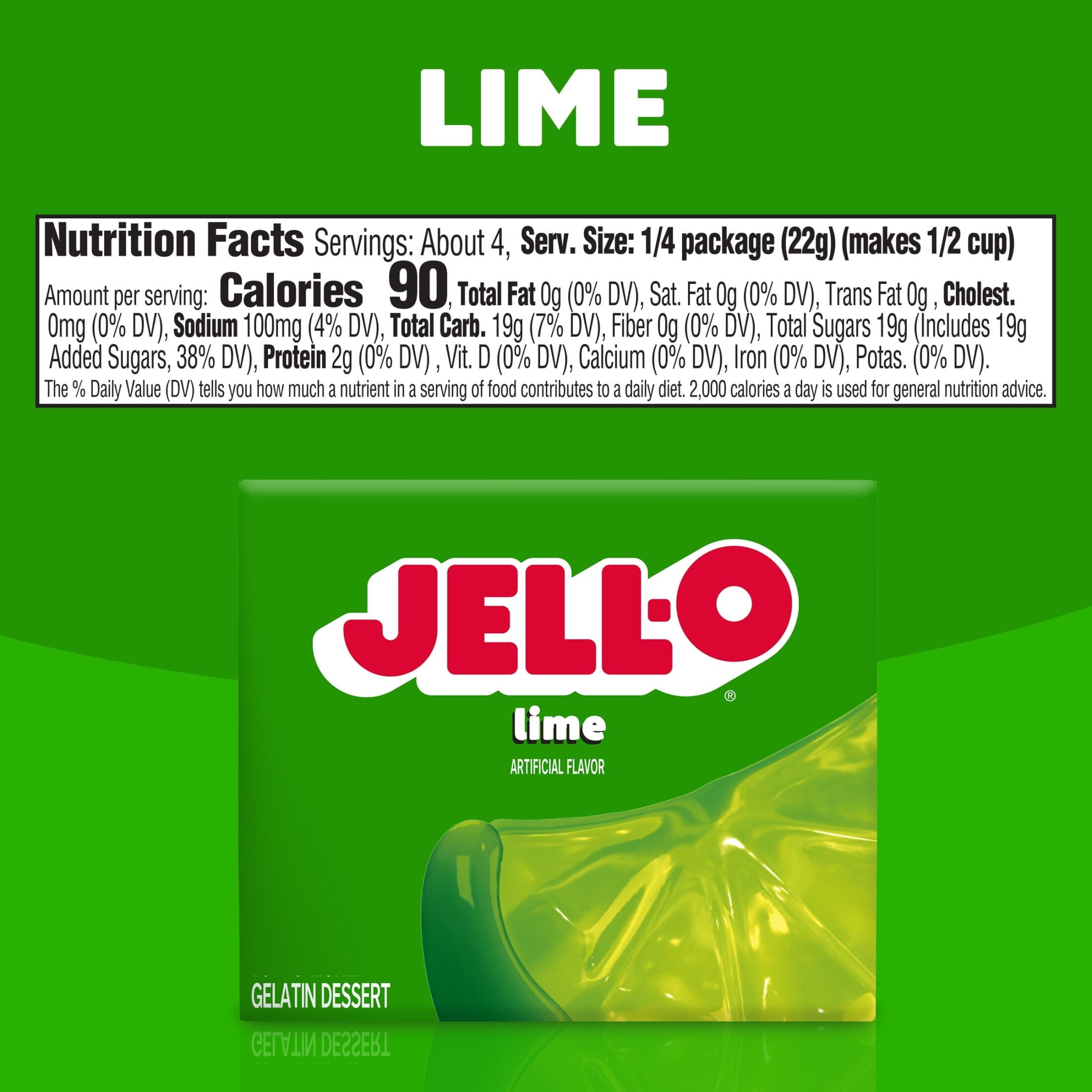 Jell-O Lime Gelatin Dessert Mix, 3 oz Box Jell-O 