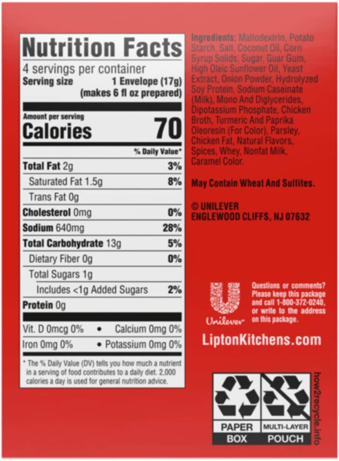 Lipton Cream of Chicken Cup-A-Soup, 2.4 Ounce Box Lipton 