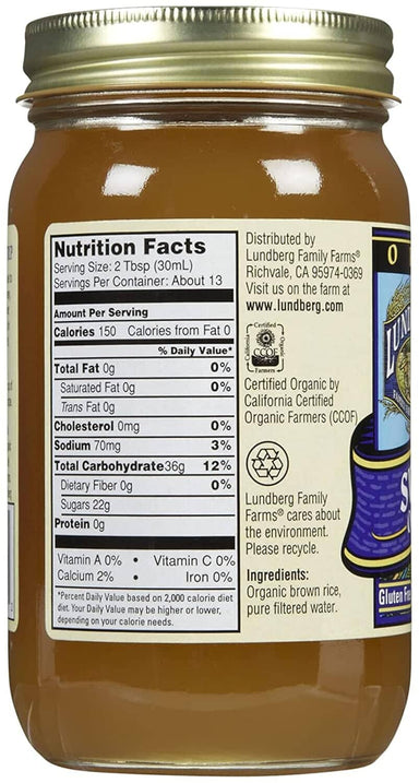 Lundberg Family Farms Brown Rice Syrup, Organic Liquid Sweetener, 21 fl Oz Lundberg Family Farms 