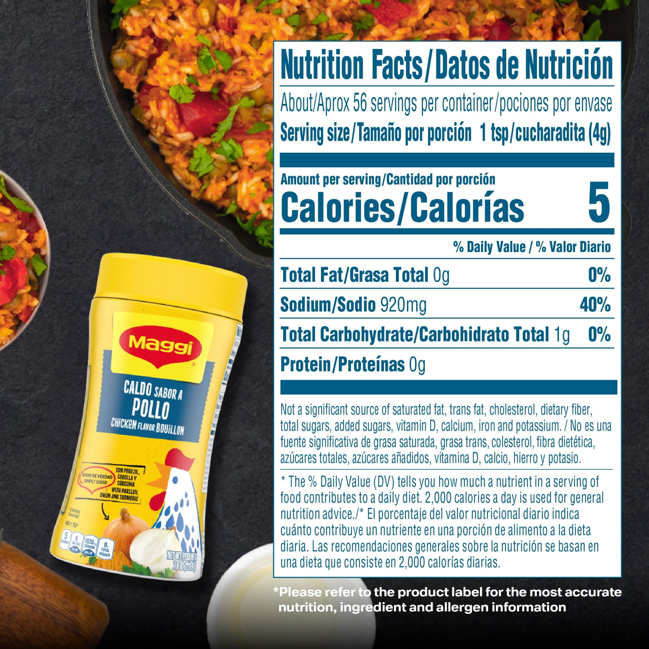 Maggi Caldo Sabor A Pollo Chicken Flavored Bouillon Powder, Granulated Chicken Soup Seasoning 7.9 oz Maggi 