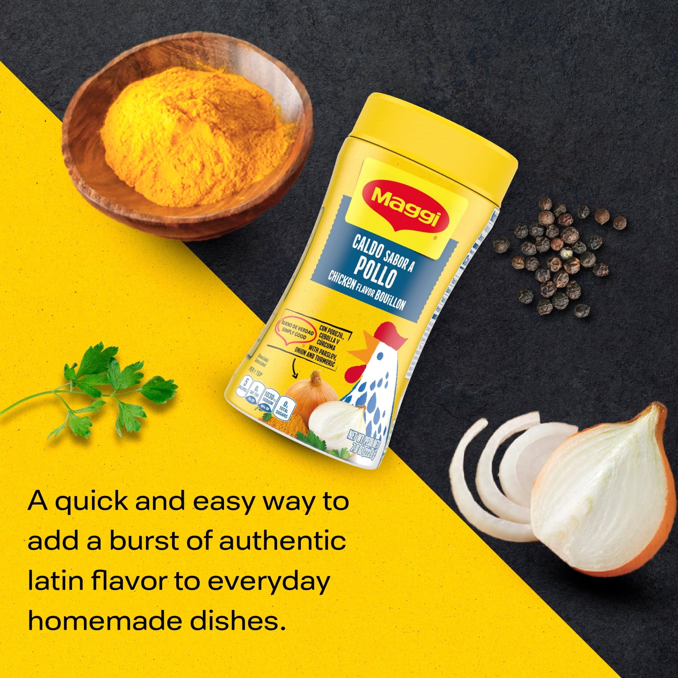 Maggi Caldo Sabor A Pollo Chicken Flavored Bouillon Powder, Granulated Chicken Soup Seasoning 7.9 oz Maggi 