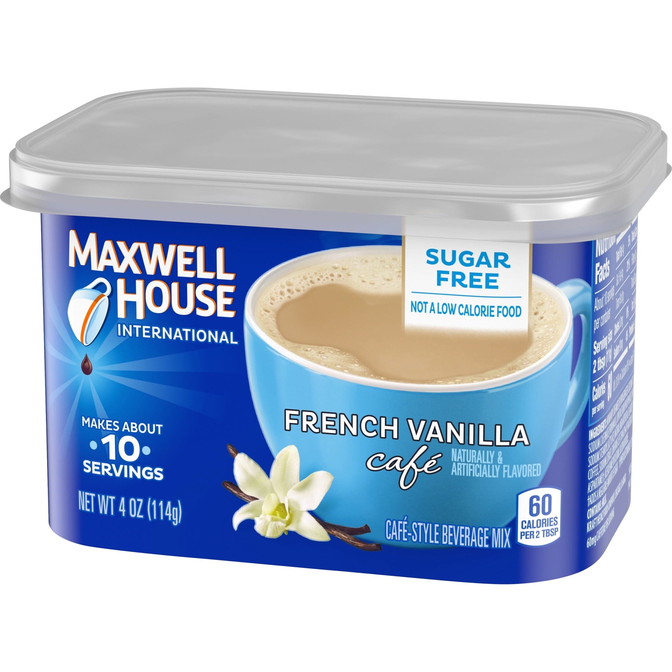 Maxwell House International French Vanilla Café-Style Sugar Free Instant Coffee Beverage Mix, 4 oz. Canister Maxwell House 