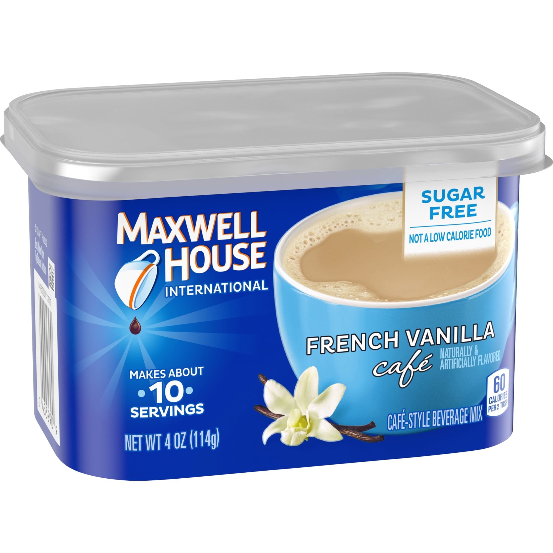 Maxwell House International French Vanilla Café-Style Sugar Free Instant Coffee Beverage Mix, 4 oz. Canister Maxwell House 