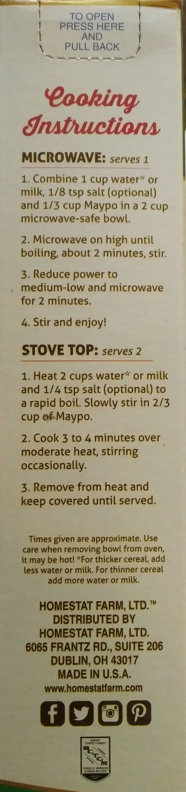 MAYPO Instant Maple Oatmeal Cereal Vermont Style, 19 Ounce (Pack of 12) Maypo 
