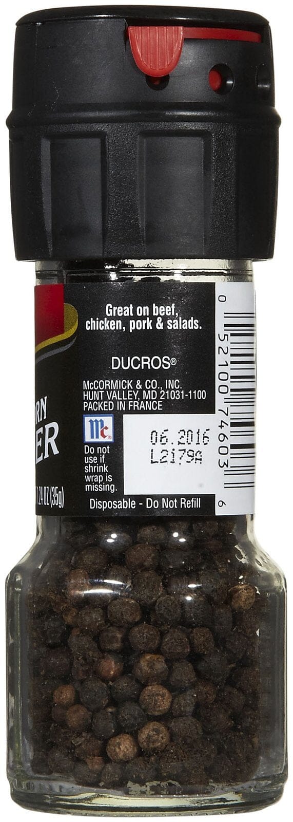 McCormick Black Peppercorn Grinder, 1.24 oz McCormick 