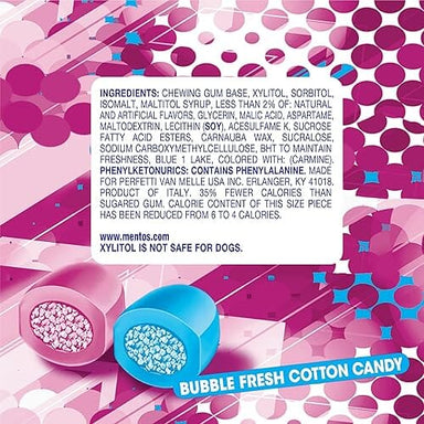 Mentos Gum Sugar Free, Bubble Fresh Cotton Candy, 45 Piece Bottle Mentos 