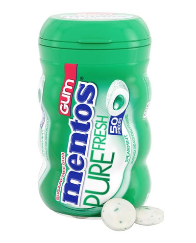 Mentos Gum Sugar Free, Pure Fresh Spearmint, 50 Piece Mentos Pack of 1 