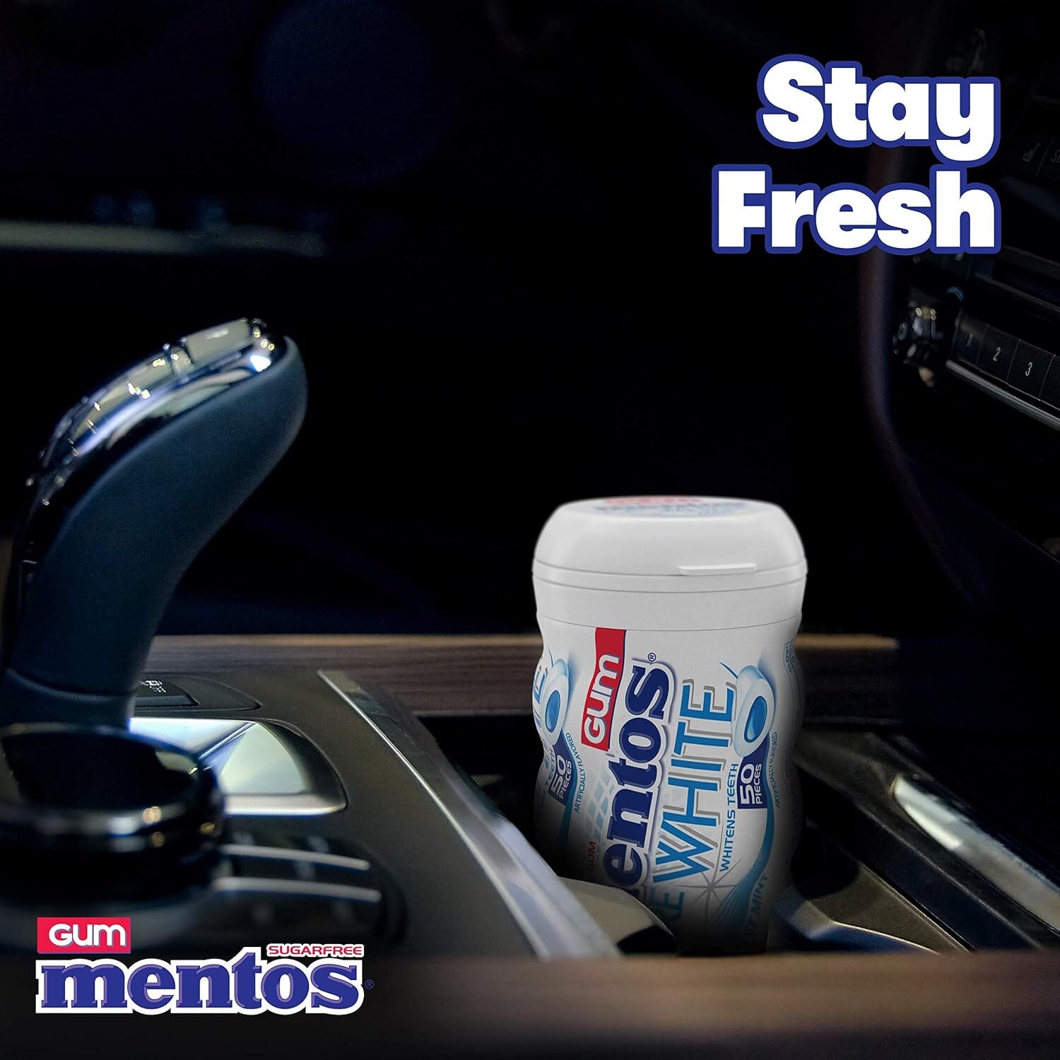 Mentos Gum Sugar Free, Pure White Sweet Mint, 50 Piece Mentos 