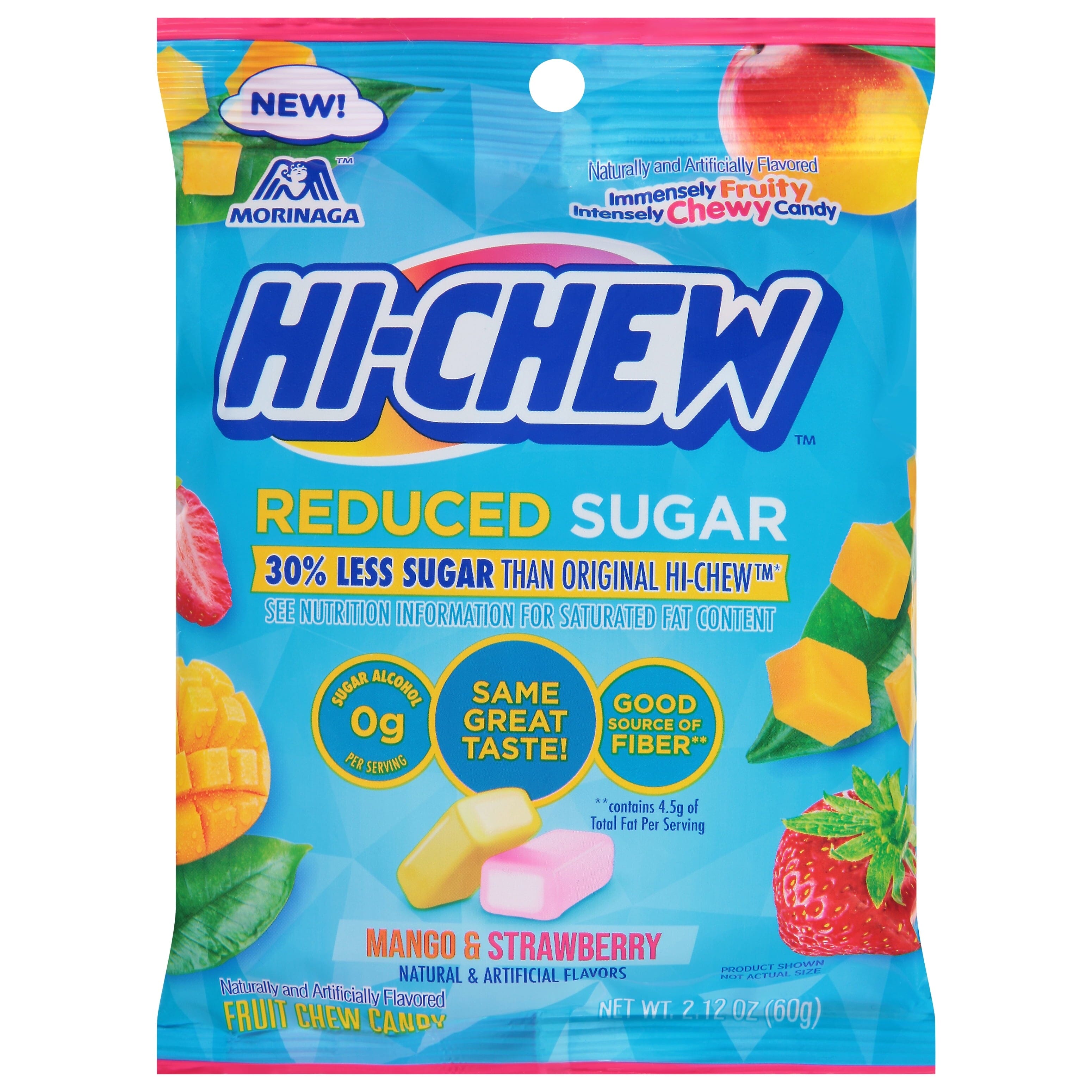 Morinaga Hi Chew Reduced Sugar 30% Less Sugar Mango & Strawberry Flavors 60g Morinaga 