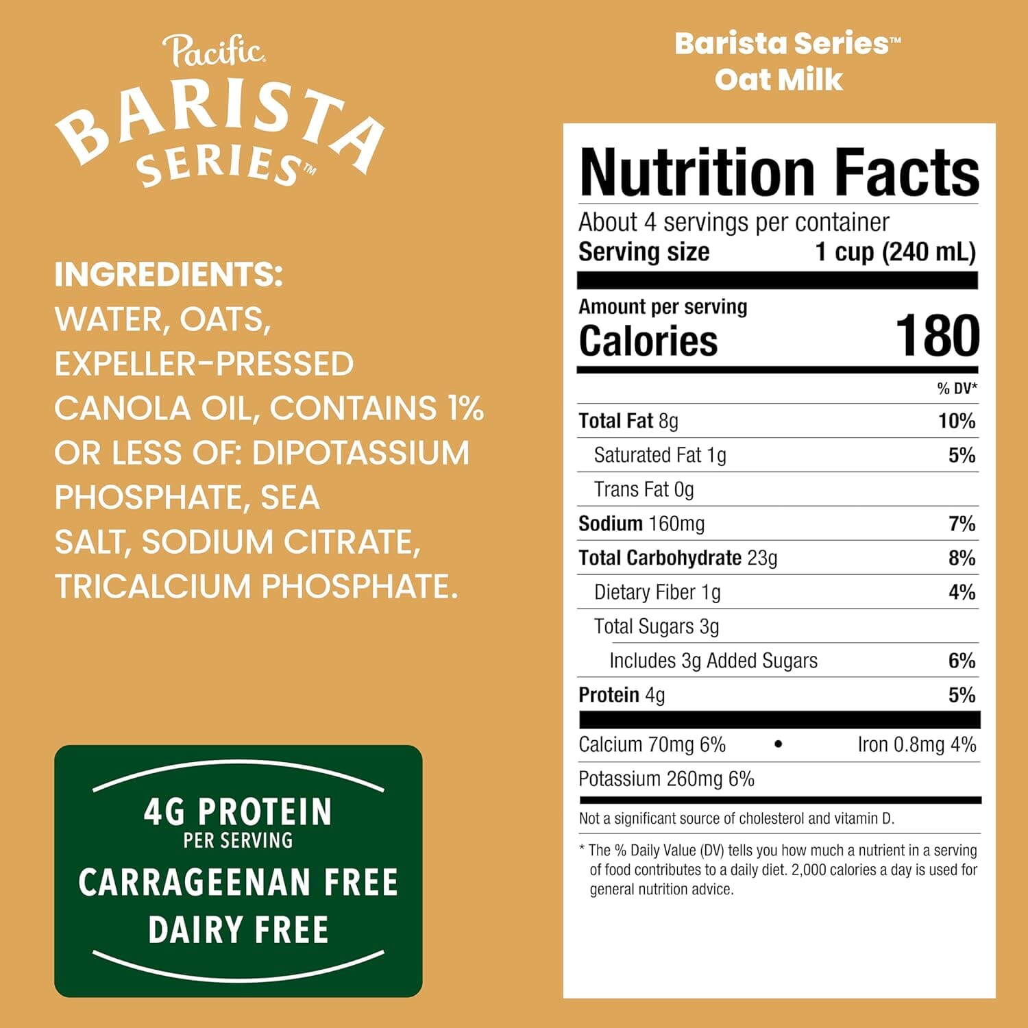 Pacific Foods Barista Series Original Oat Milk, Plant Based Milk, 32 oz Carton Pacific 