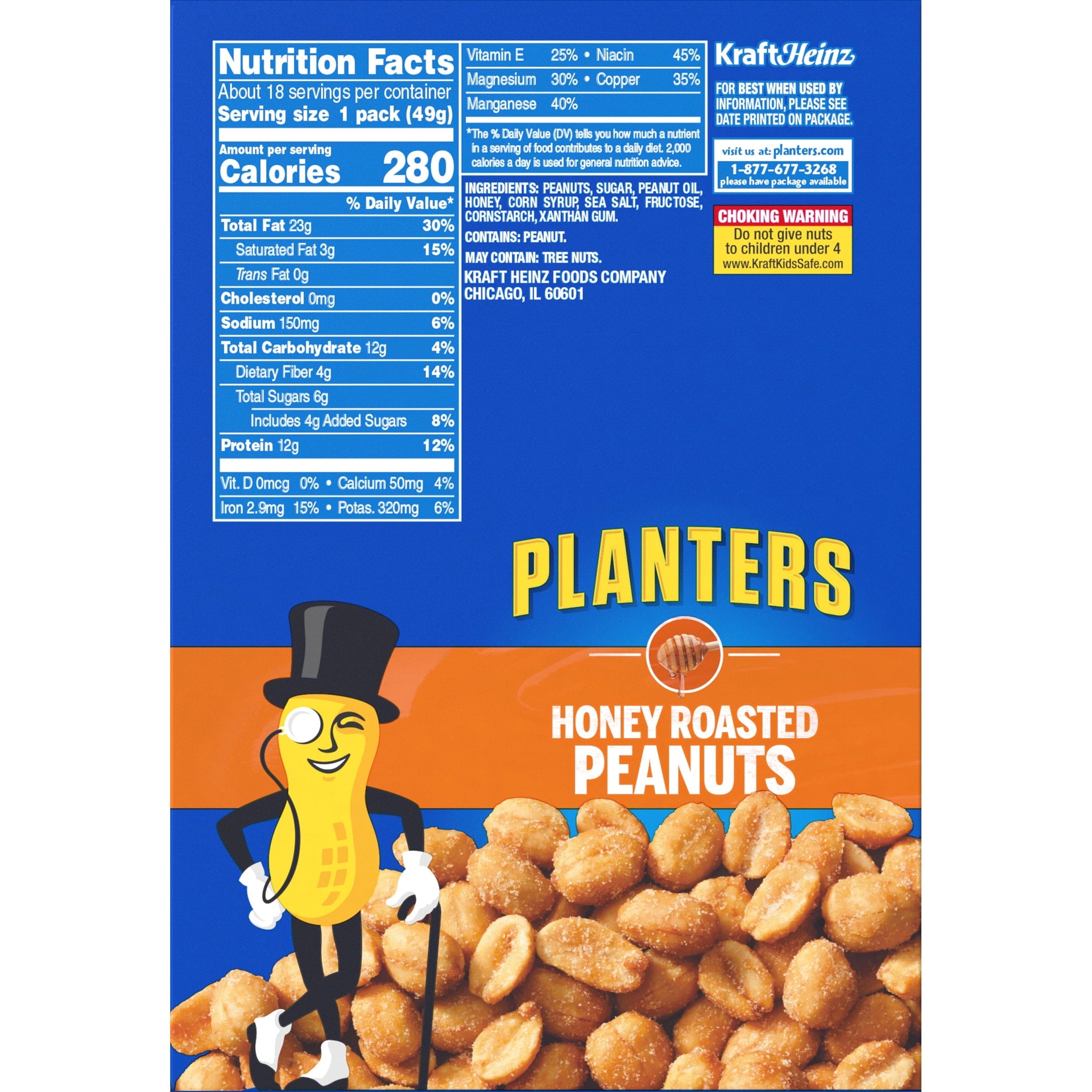 Planters Honey Roasted Peanuts, 18 ct Box, 1.75 oz Packs PLANTERS 