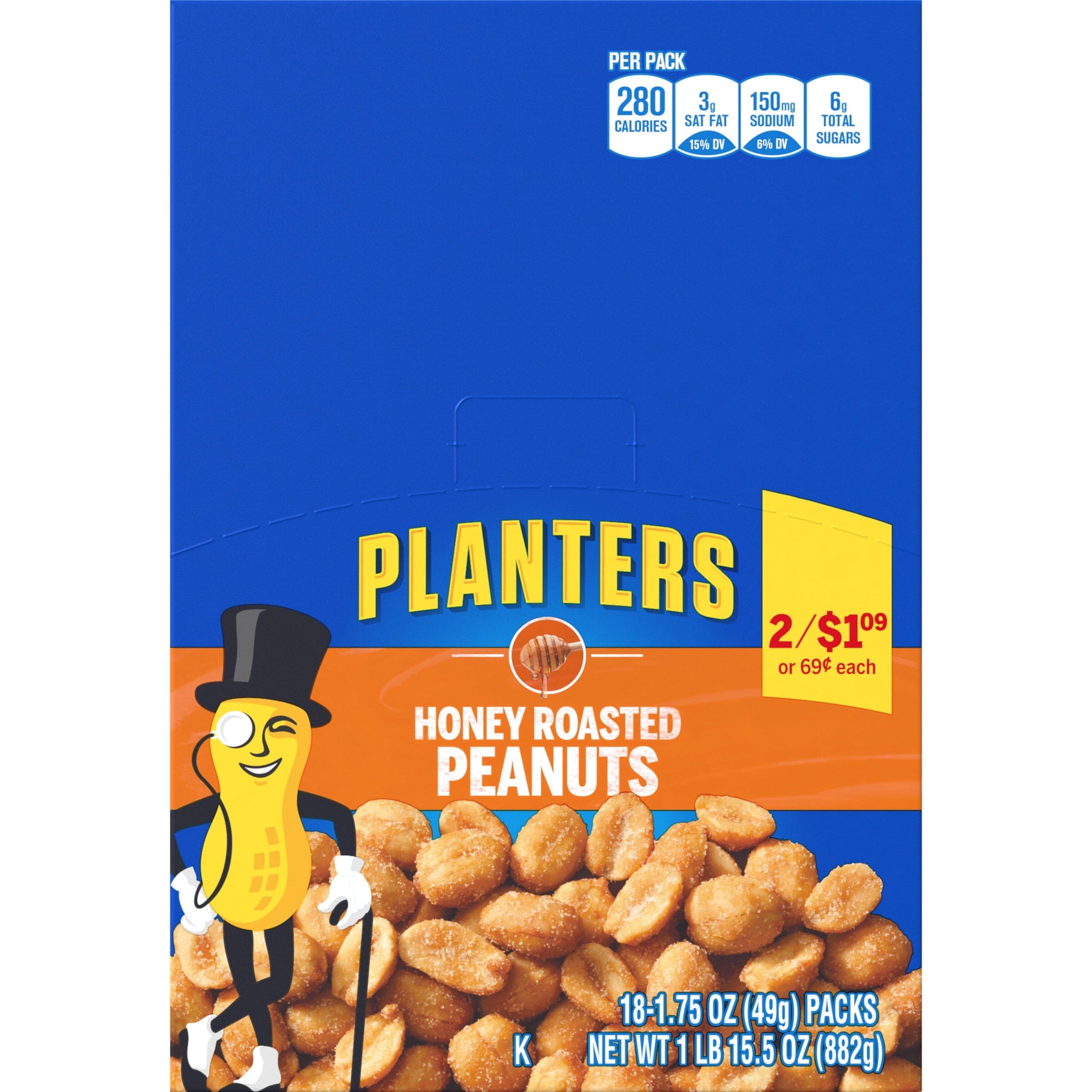 Planters Honey Roasted Peanuts, 18 ct Box, 1.75 oz Packs PLANTERS 