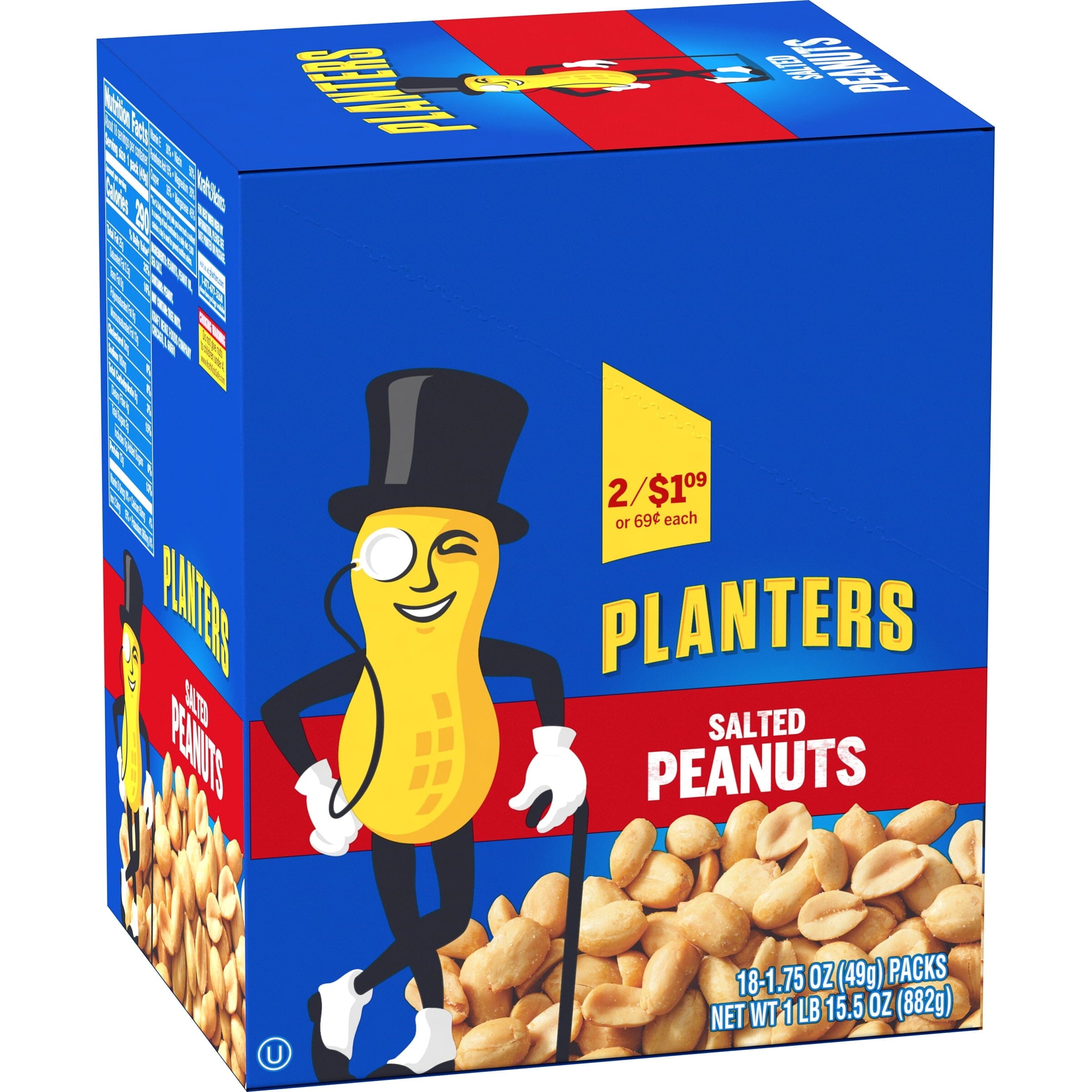 Planters Salted Peanuts, 18 ct Box, 1.75 oz Packs PLANTERS 