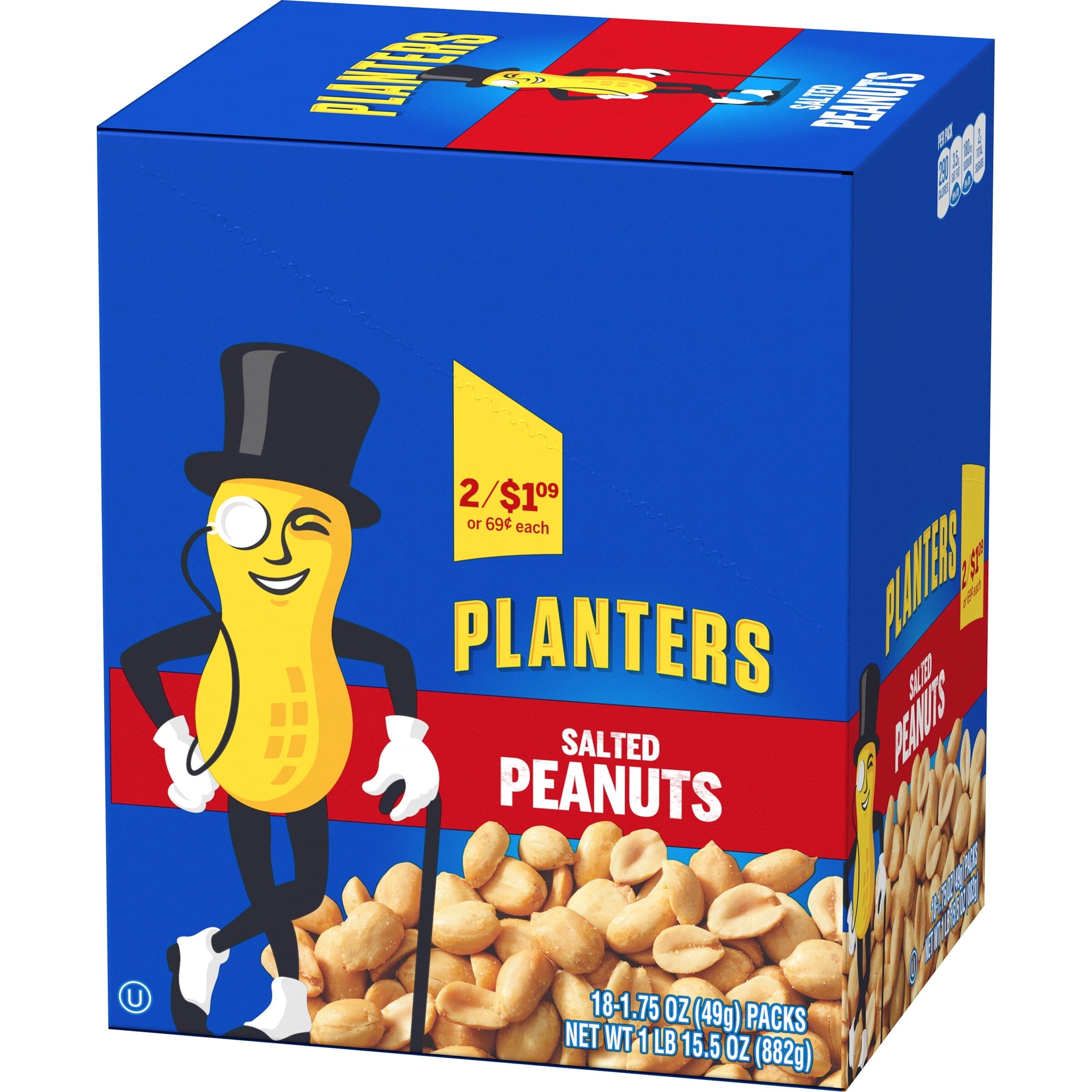 Planters Salted Peanuts, 18 ct Box, 1.75 oz Packs PLANTERS 